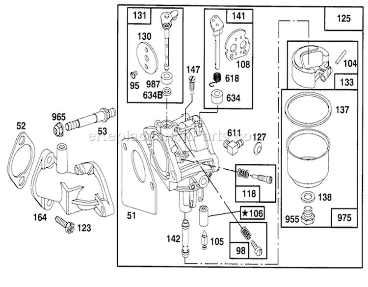 Briggs & Stratton Model 282707-0119-01 Diagram and Parts List for 71188 6900001-6999999 - 1996 Toro Lawn Tractor