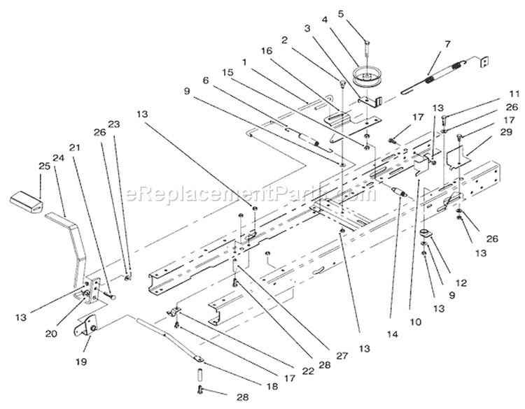 Clutch Assembly Diagram and Parts List for 71188 6900001-6999999 - 1996 Toro Lawn Tractor