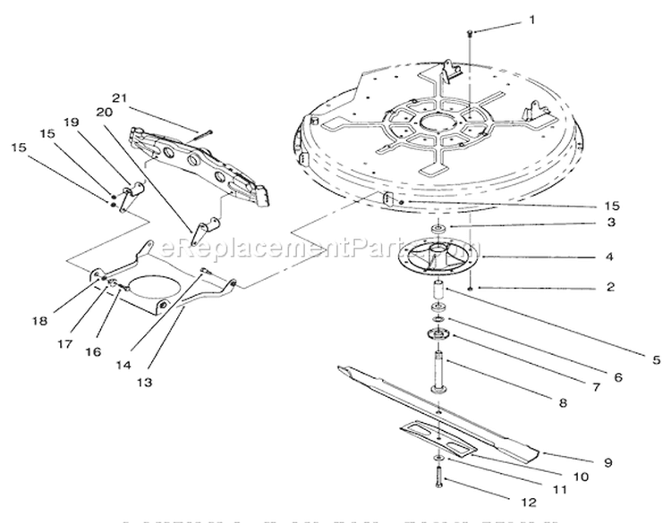Spindle & Blade Assembly Diagram and Parts List for 71188 6900001-6999999 - 1996 Toro Lawn Tractor