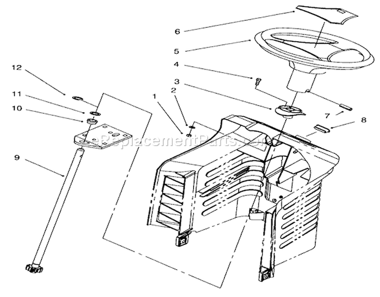 Steering Assembly Diagram and Parts List for 71188 6900001-6999999 - 1996 Toro Lawn Tractor