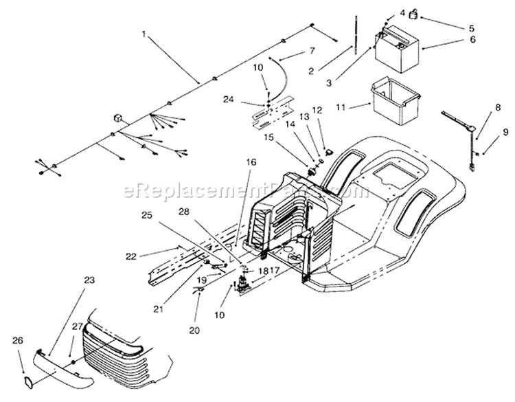 Electrical Assembly Diagram and Parts List for 71188 6900001-6999999 - 1996 Toro Lawn Tractor