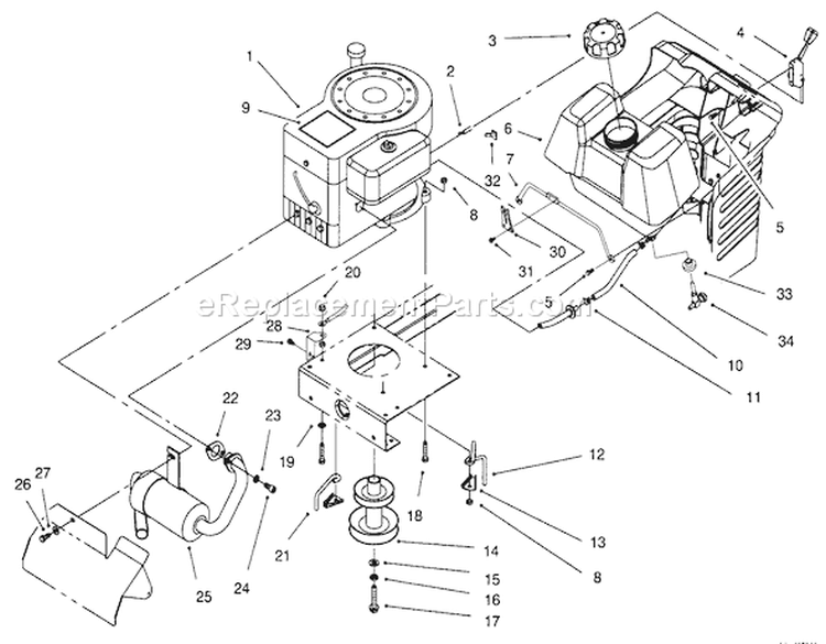Engine Assembly Diagram and Parts List for 71188 6900001-6999999 - 1996 Toro Lawn Tractor