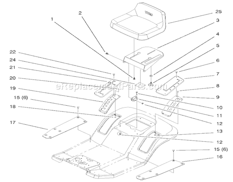 Seat Assembly Diagram and Parts List for 71201 7900001-7999999 - 1997 Toro Lawn Tractor