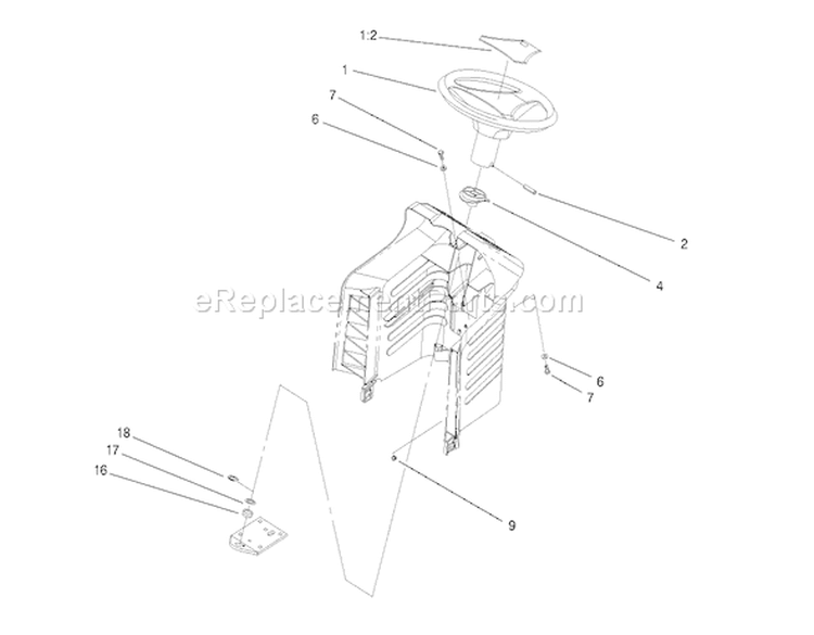 Steering Assembly Diagram and Parts List for 71201 7900001-7999999 - 1997 Toro Lawn Tractor