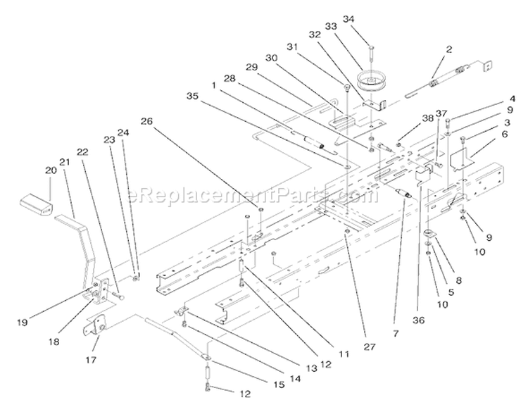 Clutch Assembly Diagram and Parts List for 71201 8900001-8999999 - 1998 Toro Lawn Tractor