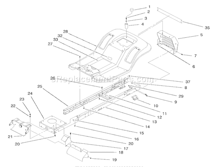 Frame Assembly Diagram and Parts List for 71201 8900001-8999999 - 1998 Toro Lawn Tractor