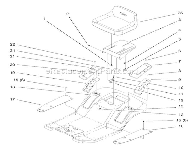 Seat Assembly Diagram and Parts List for 71201 8900001-8999999 - 1998 Toro Lawn Tractor