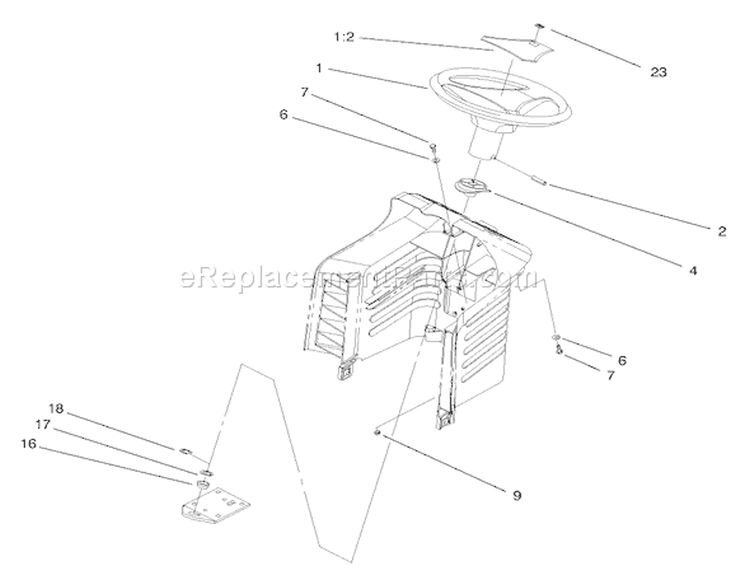 Steering Assembly Diagram and Parts List for 71201 8900001-8999999 - 1998 Toro Lawn Tractor
