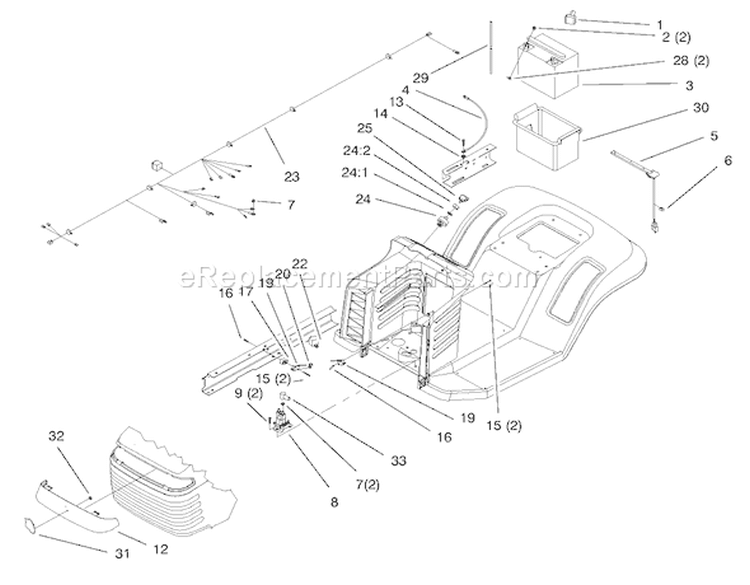 Electrical Assembly Diagram and Parts List for 71201 8900001-8999999 - 1998 Toro Lawn Tractor