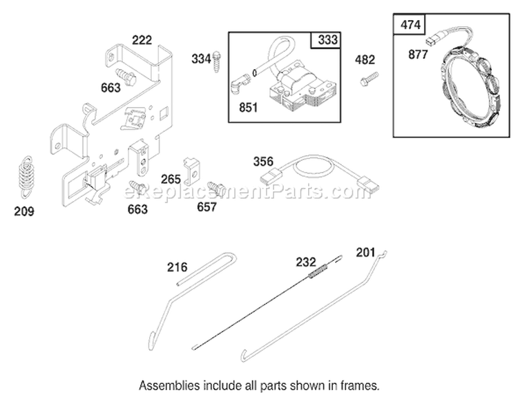 Engine Briggs & Stratton Mode 283707-1156-E1 Diagram and Parts List for 71201 8900001-8999999 - 1998 Toro Lawn Tractor