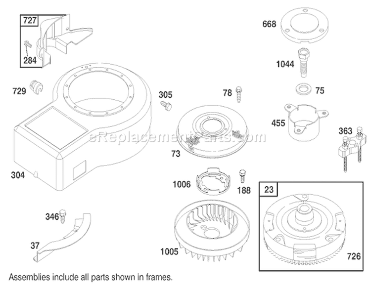Engine Briggs & Stratton Model 283707-1156-E1 Diagram and Parts List for 71201 8900001-8999999 - 1998 Toro Lawn Tractor