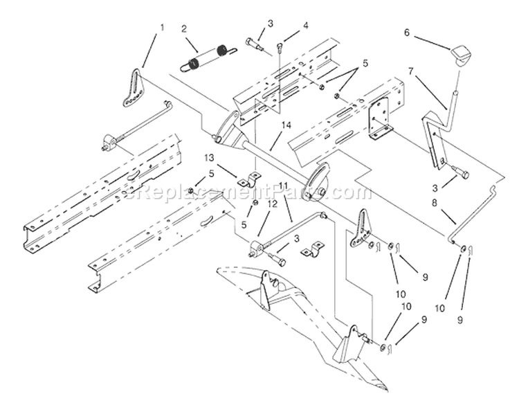 Height Of Cut Assembly Diagram and Parts List for 71202 3900001-3999999 - 1993 Toro Lawn Tractor