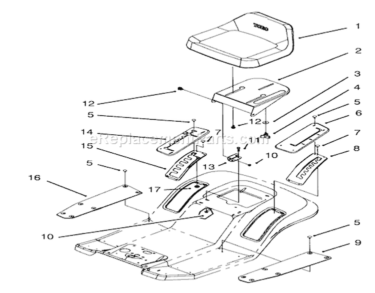 Seat Assembly Diagram and Parts List for 71202 3900001-3999999 - 1993 Toro Lawn Tractor
