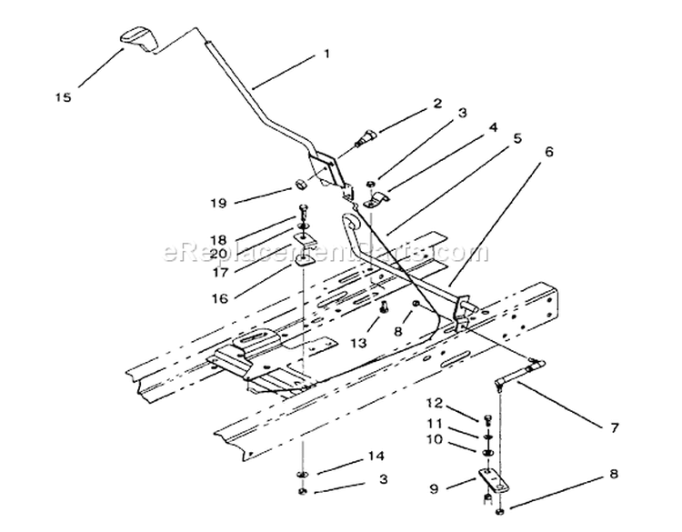 Shift Assembly Diagram and Parts List for 71202 3900001-3999999 - 1993 Toro Lawn Tractor