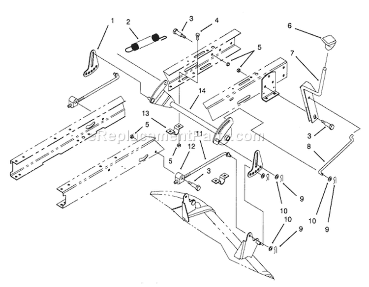 Height Of Cut Assembly Diagram and Parts List for 71202 4900001-4999999 - 1994 Toro Lawn Tractor