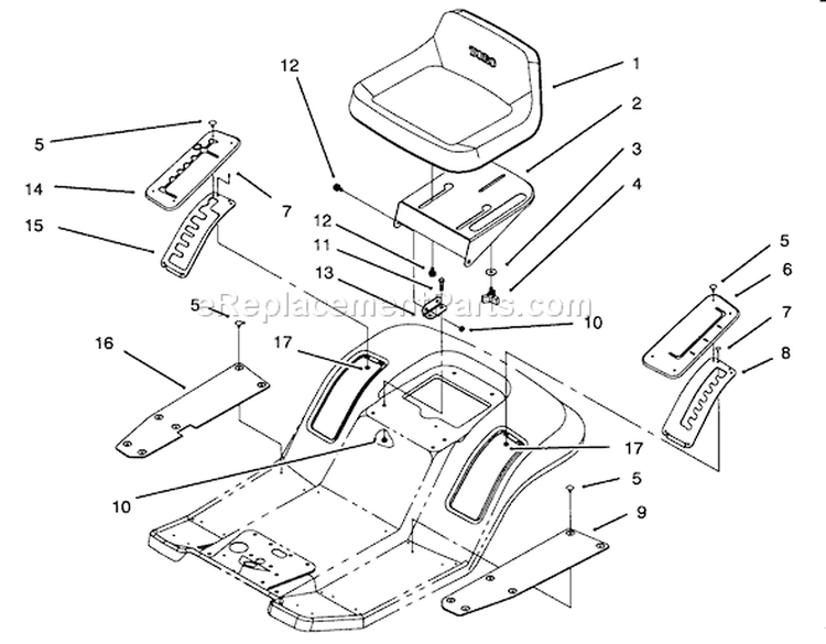 Seat Assembly Diagram and Parts List for 71202 4900001-4999999 - 1994 Toro Lawn Tractor