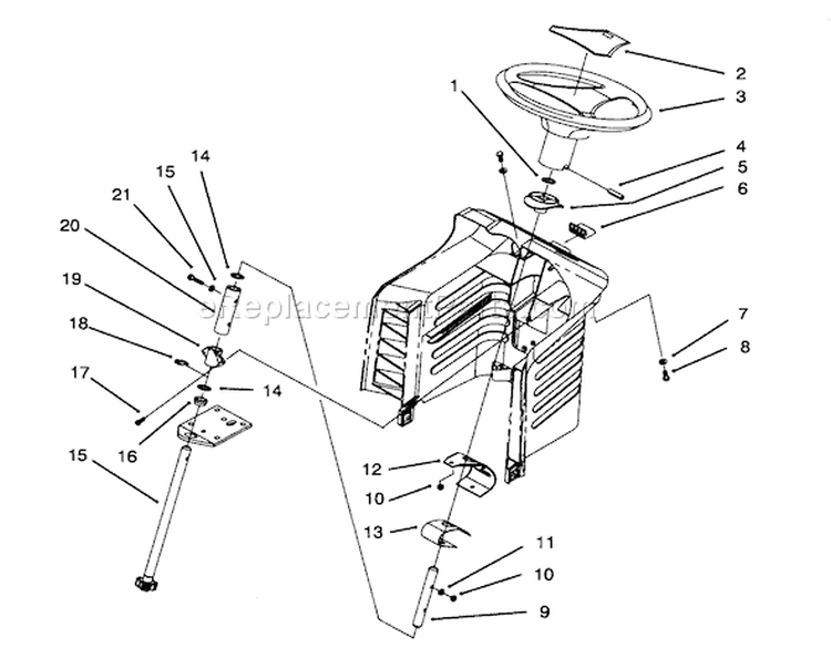 Steering Assembly Diagram and Parts List for 71202 4900001-4999999 - 1994 Toro Lawn Tractor