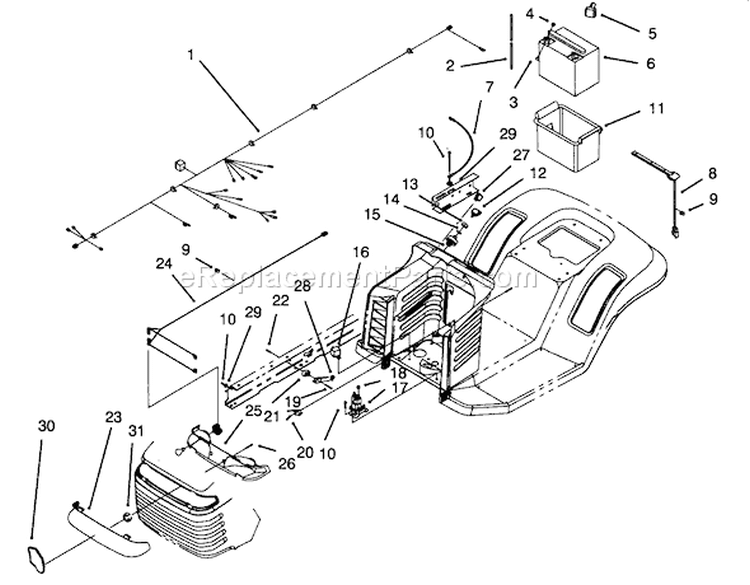 Electrical Assembly Diagram and Parts List for 71202 4900001-4999999 - 1994 Toro Lawn Tractor