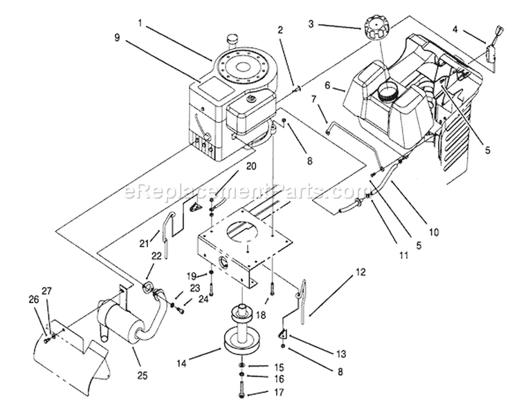 Engine Assembly Diagram and Parts List for 71202 4900001-4999999 - 1994 Toro Lawn Tractor