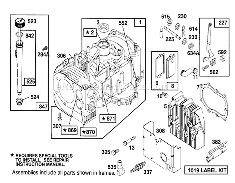Engine Briggs & Stratton Model 286707-0453-01 Diagram and Parts List for 71202 4900001-4999999 - 1994 Toro Lawn Tractor