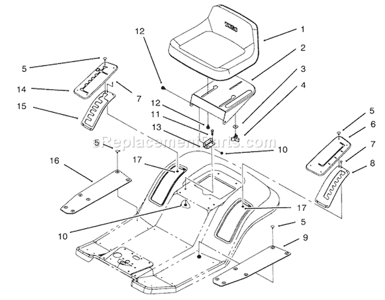 Seat Assembly Diagram and Parts List for 71202 5900001-5999999 - 1995 Toro Lawn Tractor