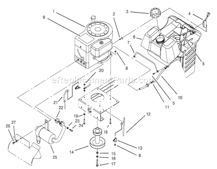 Engine Assembly Diagram and Parts List for 71202 5900001-5999999 - 1995 Toro Lawn Tractor