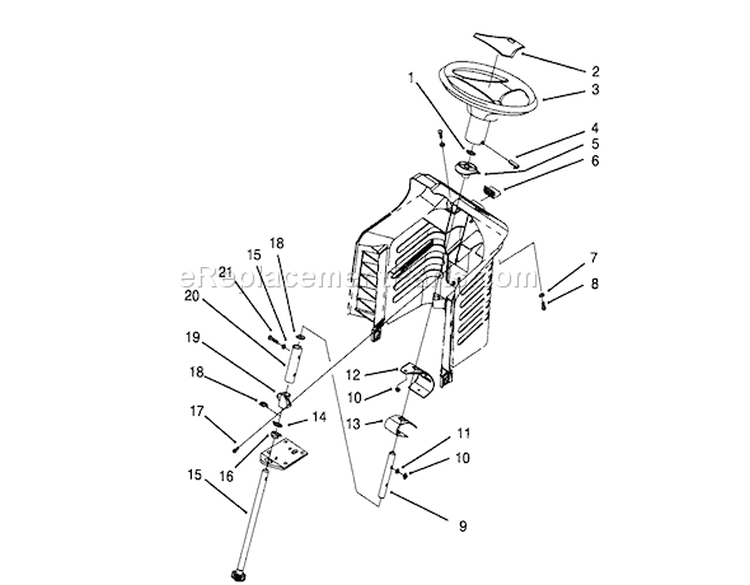 Steering Assembly Diagram and Parts List for 71181 3900001-3999999 - 1993 Toro Lawn Tractor