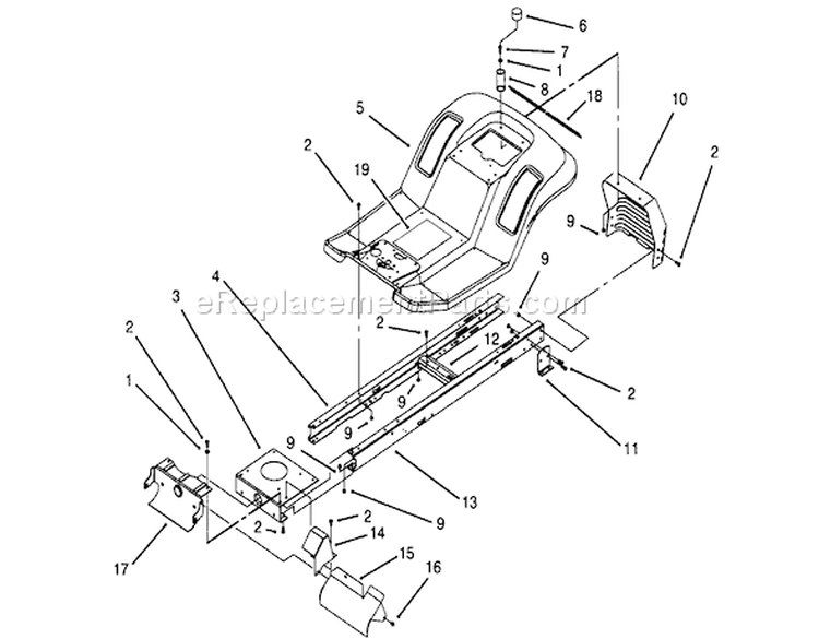 Frame Assembly Diagram and Parts List for 71205 59000001-59999999 - 1995 Toro Lawn Tractor