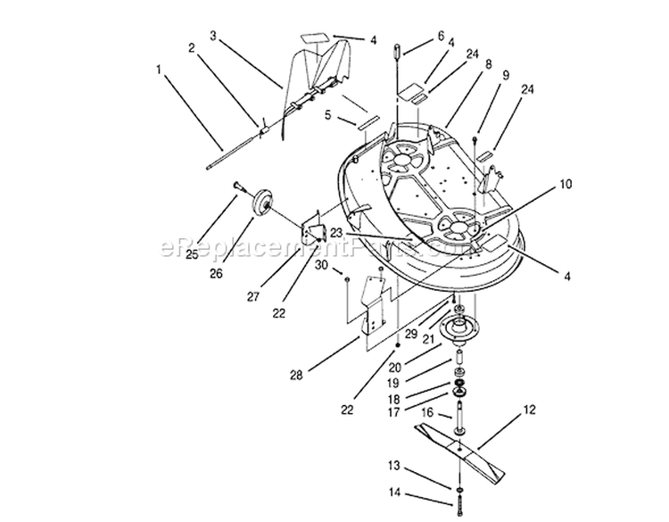 Housing & Spindle Assembly (38" Cutting Unit) Diagram and Parts List for 71205 59000001-59999999 - 1995 Toro Lawn Tractor