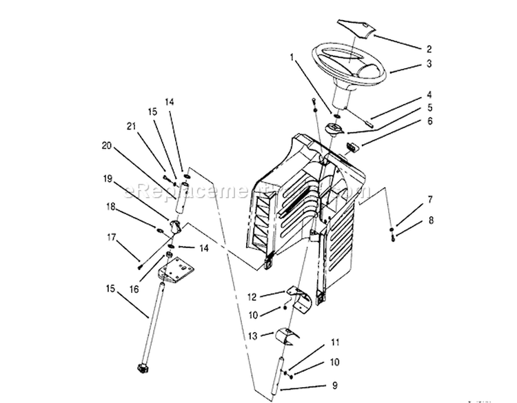 Steering Assembly Diagram and Parts List for 71205 59000001-59999999 - 1995 Toro Lawn Tractor