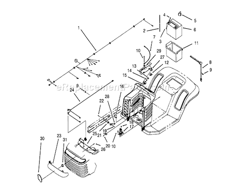 Electrical Assembly Diagram and Parts List for 71205 59000001-59999999 - 1995 Toro Lawn Tractor