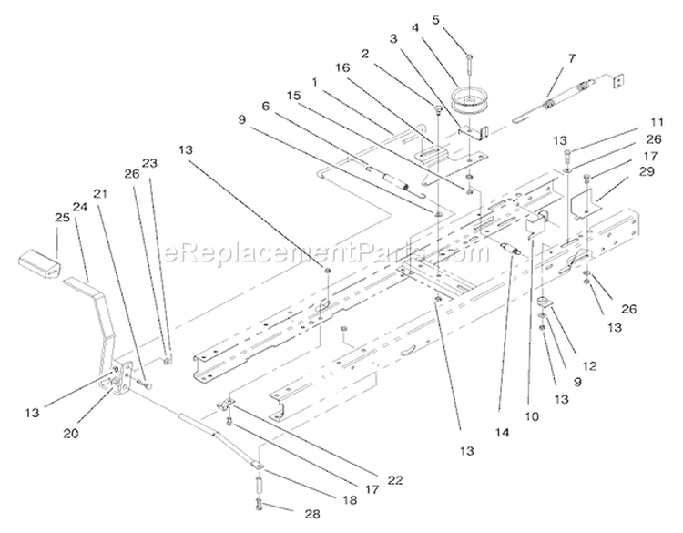Clutch Assembly Diagram and Parts List for 71205 6900001-6999999 - 1996 Toro Lawn Tractor