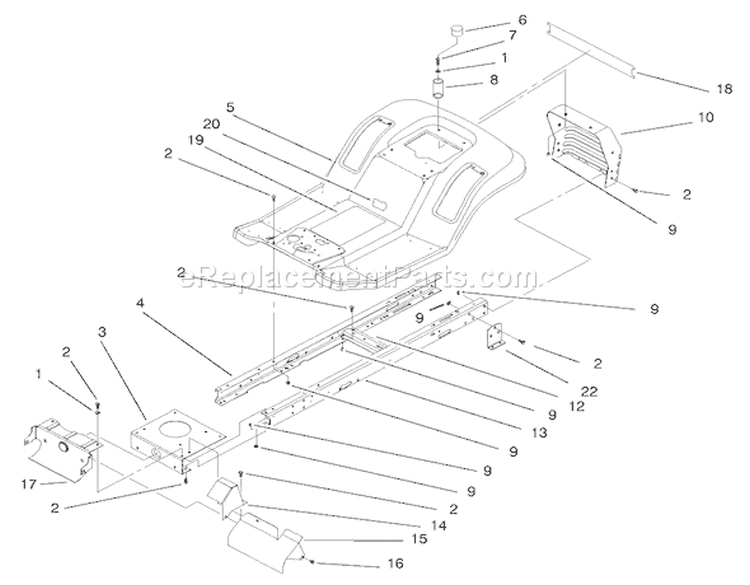 Frame Assembly Diagram and Parts List for 71205 6900001-6999999 - 1996 Toro Lawn Tractor