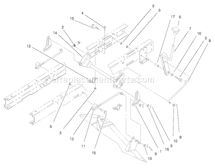 Height Of Cut Assembly Diagram and Parts List for 71205 6900001-6999999 - 1996 Toro Lawn Tractor