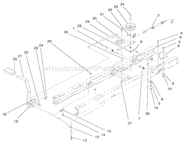 Clutch Assembly Diagram and Parts List for 71208 7900001-7999999 - 1997 Toro Lawn Tractor