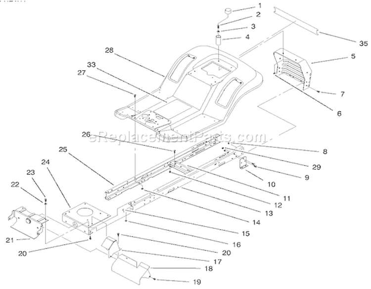 Frame Assembly Diagram and Parts List for 71208 7900001-7999999 - 1997 Toro Lawn Tractor
