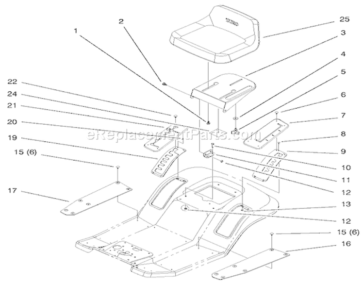 Seat Assembly Diagram and Parts List for 71208 7900001-7999999 - 1997 Toro Lawn Tractor