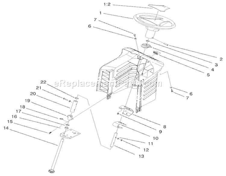 Steering Assembly Diagram and Parts List for 71208 7900001-7999999 - 1997 Toro Lawn Tractor