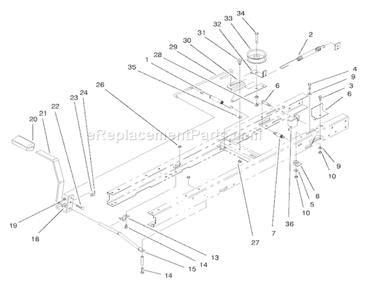 Clutch Assembly Diagram and Parts List for 71185 8900001-8999999 - 1998 Toro Lawn Tractor