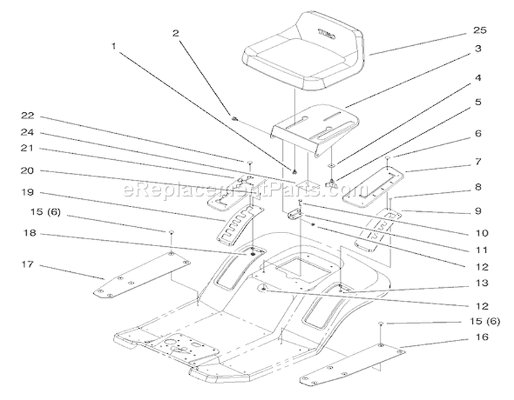 Seat Assembly Diagram and Parts List for 71185 8900001-8999999 - 1998 Toro Lawn Tractor