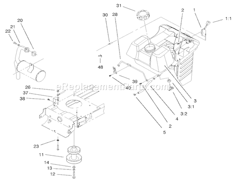 Engine Systems Components Assembly Diagram and Parts List for 71209 200000001-200999999 - 2000 Toro Lawn Tractor