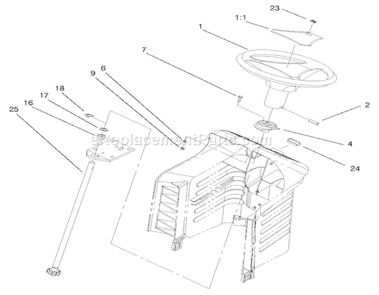 Fixed Steering Assembly Diagram and Parts List for 71209 200000001-200999999 - 2000 Toro Lawn Tractor