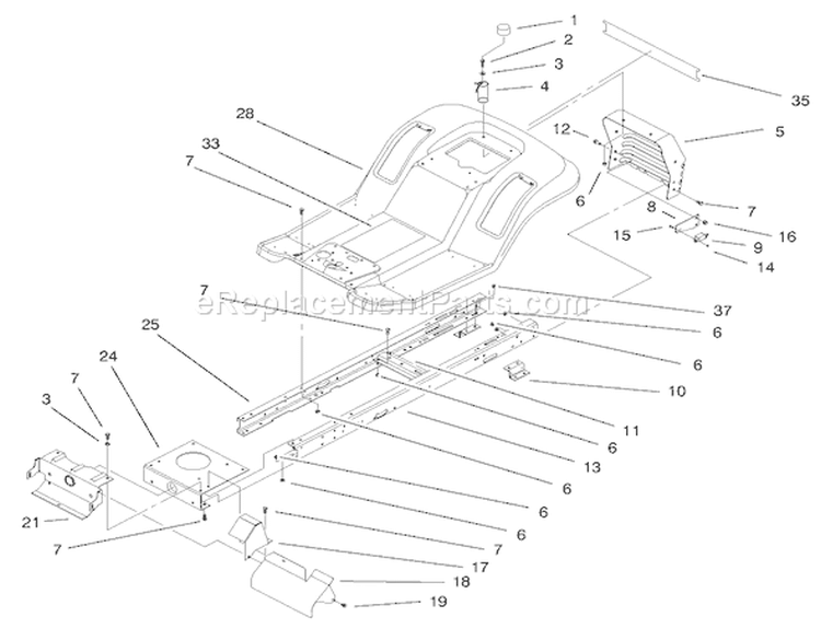 Frame & Body Assembly Diagram and Parts List for 71209 200000001-200999999 - 2000 Toro Lawn Tractor
