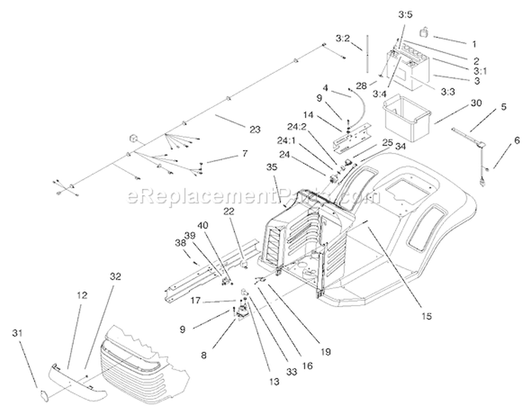 Electrical Components Assembly Diagram and Parts List for 71209 200000001-200999999 - 2000 Toro Lawn Tractor