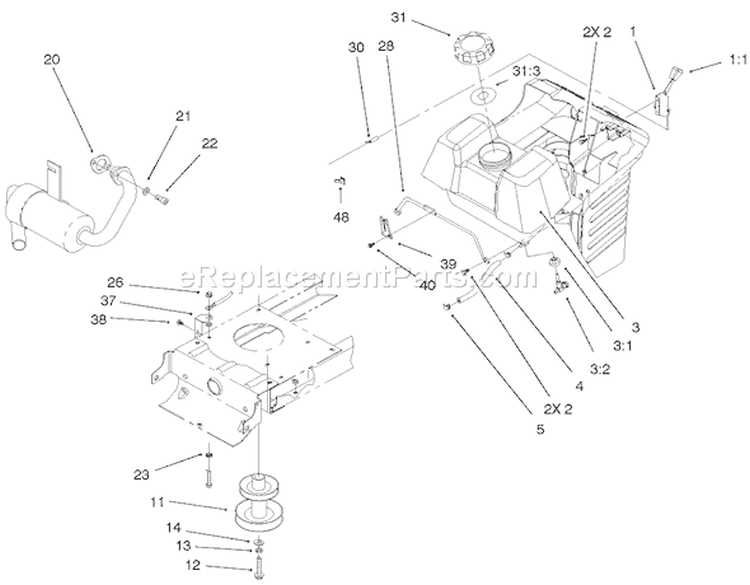 Engine Systems Components Assembly Diagram and Parts List for 71209 210000001-210999999 - 2001 Toro Lawn Tractor