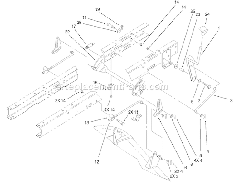 Height Of Cut Components Assembly Diagram and Parts List for 71209 210000001-210999999 - 2001 Toro Lawn Tractor