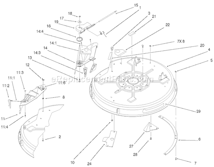 32" Deck Components Assembly Diagram and Parts List for 71209 210000001-210999999 - 2001 Toro Lawn Tractor