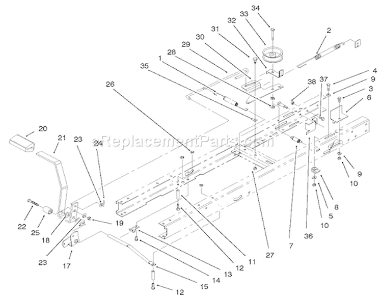Traction Clutching Components Assembly Diagram and Parts List for 71209 210000001-210999999 - 2001 Toro Lawn Tractor