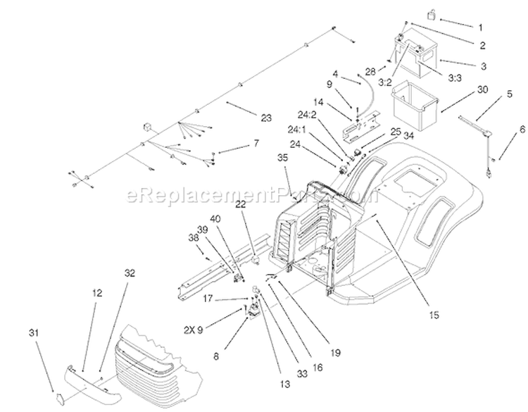 Electrical Components Assembly Diagram and Parts List for 71209 210000001-210999999 - 2001 Toro Lawn Tractor