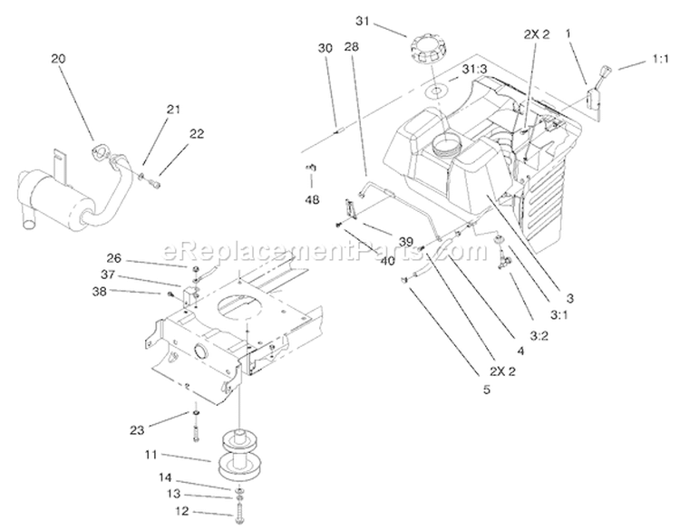 Engine Systems Components Assembly Diagram and Parts List for 71209 220010001-220999999 - 2002 Toro Lawn Tractor
